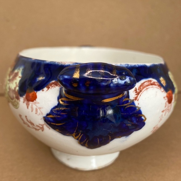 Vtg Bishop & Stonier Repton 2 Handled Dish Imperial Porcelain Cobalt Flowers - Picture 3 of 10